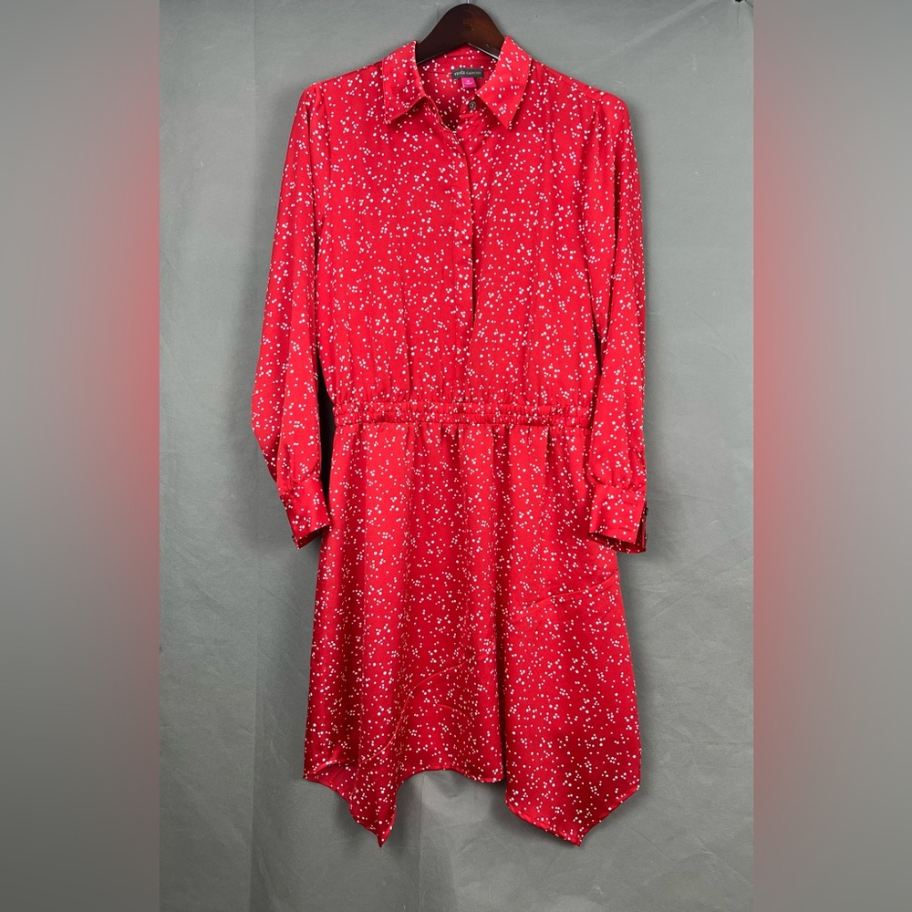 Vince Camuto Shirtdress Red Tonal Polka Dot Dress Size M